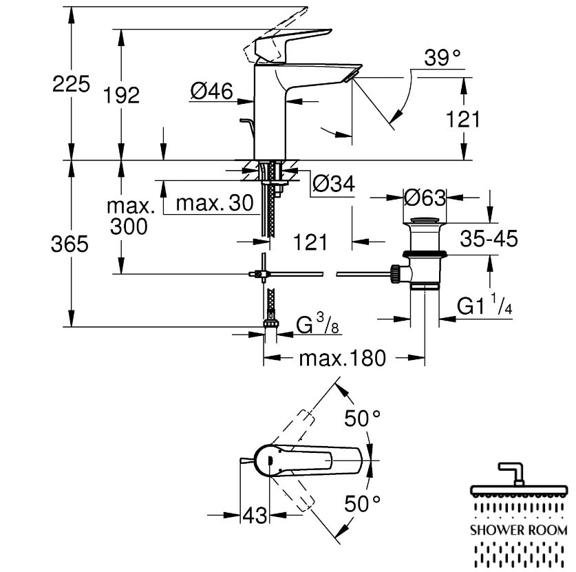 Набір змішувачів 3 в 1 для ванної кімнати Grohe QuickFix Start M-Size UA202305RM