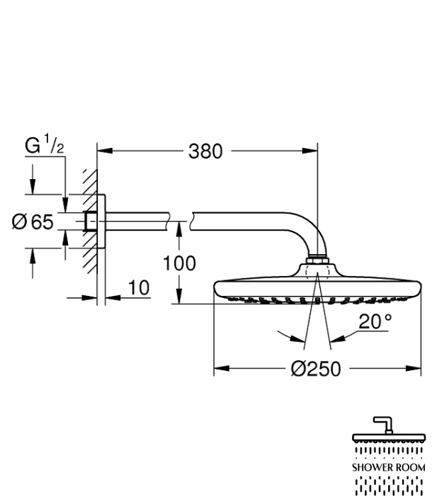 Душова система Grohe Eurosmart New Tempesta 250, хром (UA26416SC3)