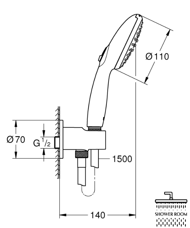 Душова система Grohe Eurosmart New Tempesta 250, хром (UA26416SC3)