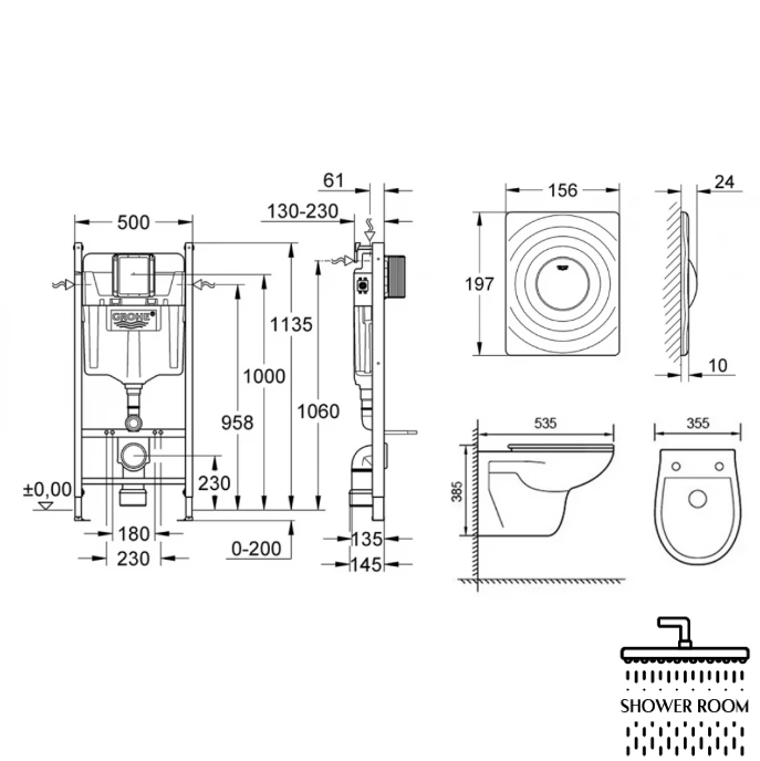 Комплект унитаза с инсталляцией 4 в 1 Grohe Solido Surf UA38971574A