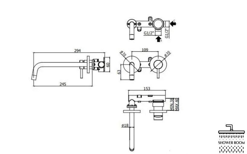 Змішувач для раковини Paffoni Light 245, чорний (LIG106NO70)