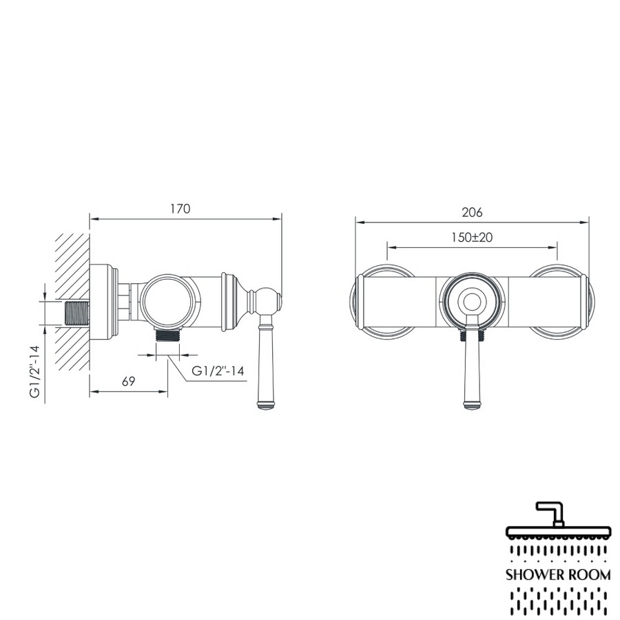 Змішувач для душу, Imprese HYDRANT ZMK031806080 35 мм