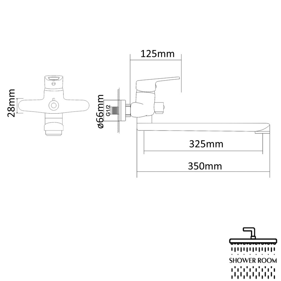 Змішувач для ванни одноважільний, RJ NARCIZ RBZ100-9B, хром