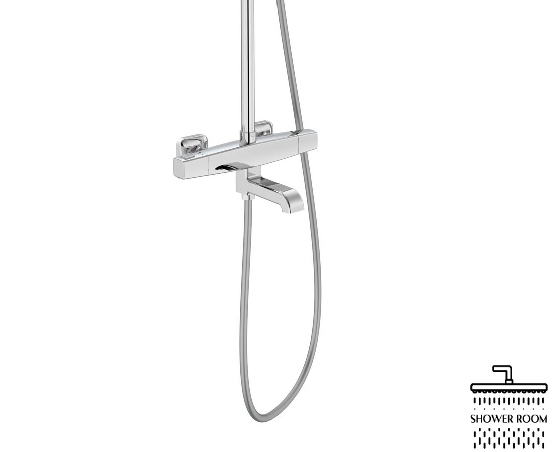 Душова система для ванни з термостатом, VOLLE SISTEMA P 1584.090501, хром/чорний