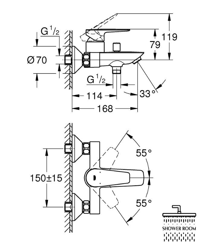 Душевая система для ванны Grohe Vitalio Start Edge 24198266