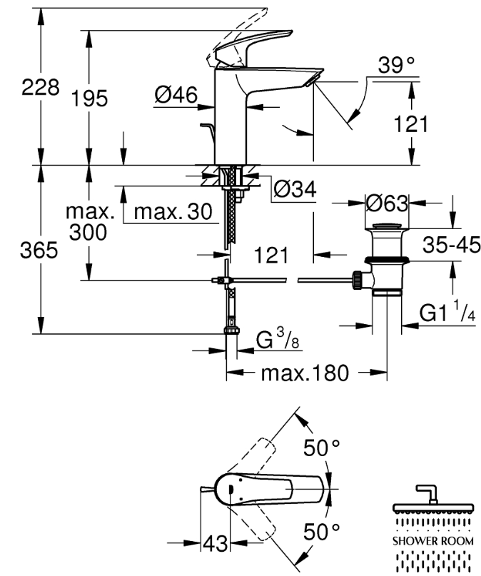 Смеситель для раковины Grohe Eurosmart однорычажный M-Size (233222433)