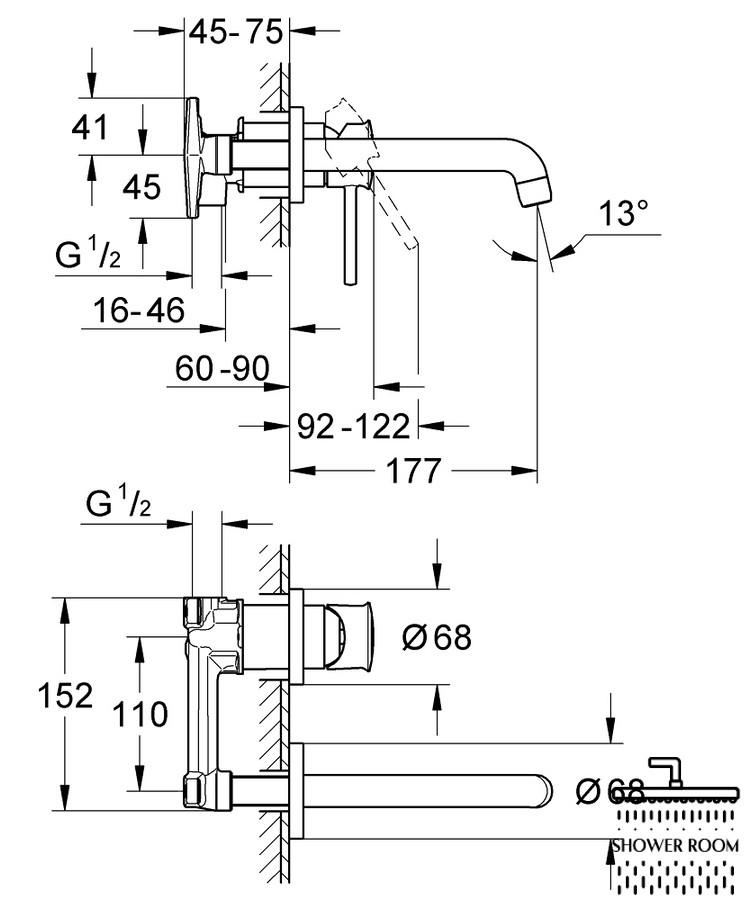 Змішувач для раковини прихованого монтажу Grohe BauClassic зовнішня + внутрішня частина, хром (2029200C)