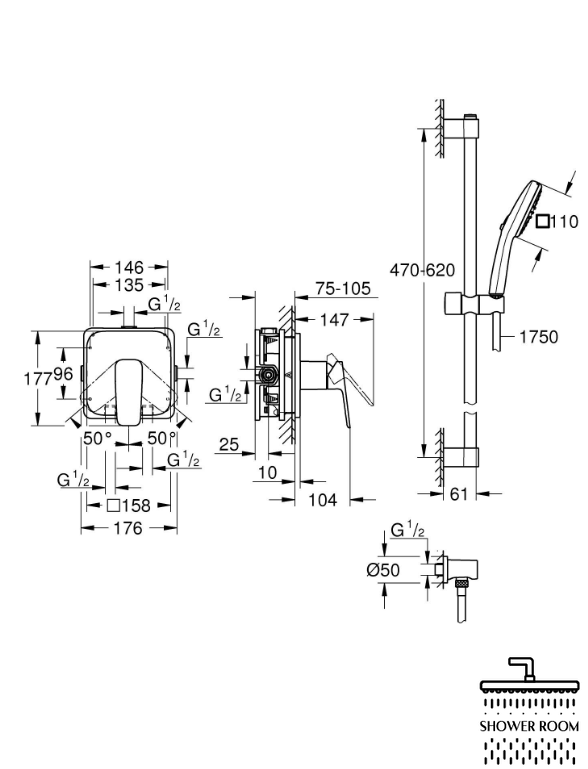 Душова система Grohe Cubeo з Tempesta 110 (1053352430)