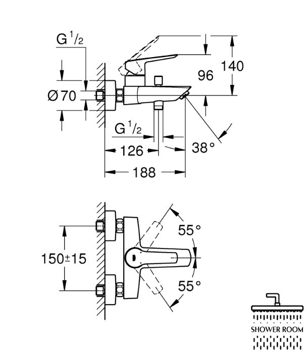 Набір змішувачів 3 в 1 для ванної кімнати Grohe QuickFix Start M-Size UA202301ME