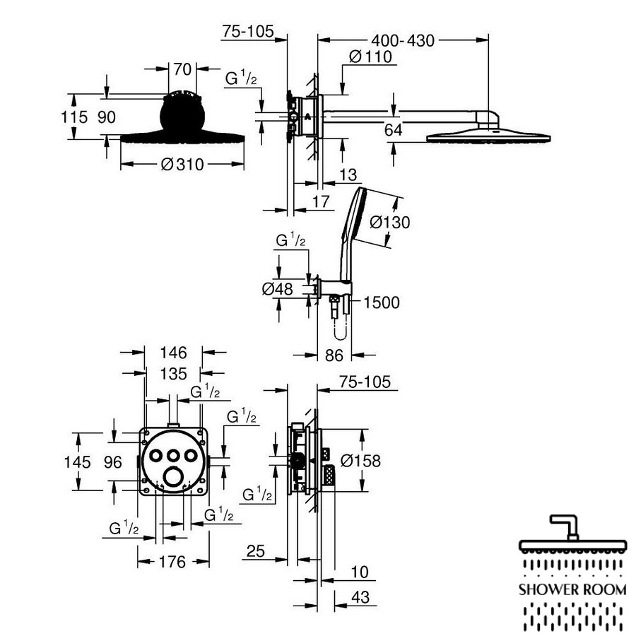 Душевая система Grohe Grohtherm SmartControl Rainshower 310 (34864000)