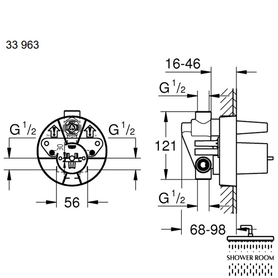 Душова система прихованого монтажу Grohe Quickfix Eurosmart з Tempesta Cube 250 (430348830)