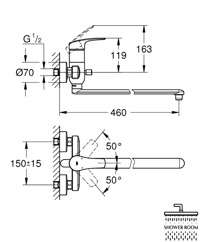 Смеситель для ванны Grohe Eurosmart New однорычажный (23992003)