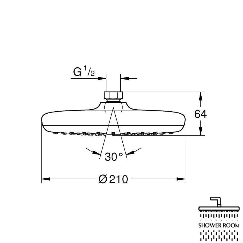 Верхній душ з одним режимом GROHE Tempesta 210 (26408000)