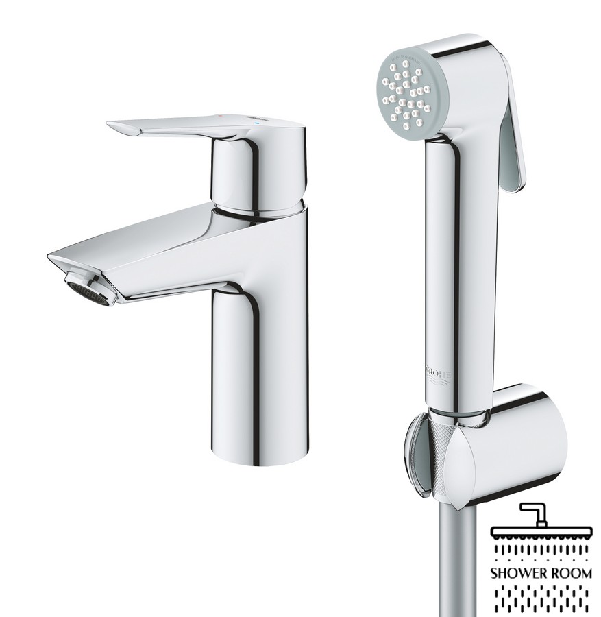 Смеситель для раковины с гигиеническим душем Grohe QuickFix Start 23123003