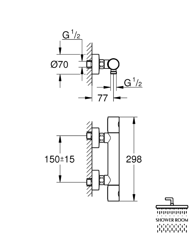 Комплект термостат с гигиеническим душем Grohe QuickFix Precision Get (34773000+26352000)