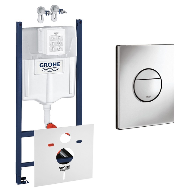 Система інсталяції для унітазу Grohe Rapid SL3 + клавіша змиву Grohe Nova Cosmopolitan, хром