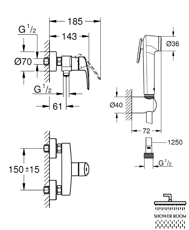 Гігієнічний набір Grohe Eurosmart з Tempesta-F Trigger Spray 30 (102335553)