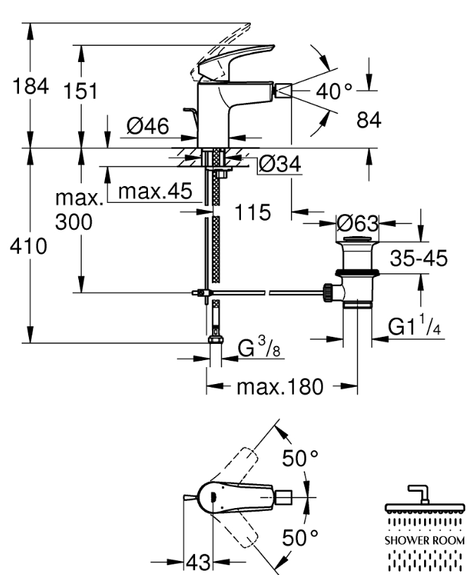 Змішувач для біде Grohe Eurosmart одноважільний S-Size (329292433)