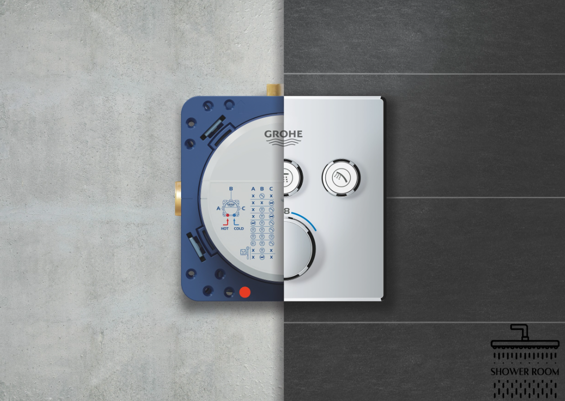 Душевая система Grohe Grohtherm SmartControl для ванной скрытого монтажа Tempesta Cube 250 UA26415SC6