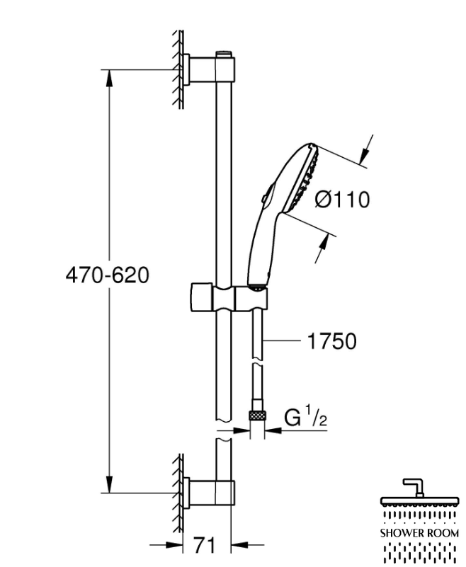 Душевой гарнитур, 2 режима Grohe QuickFix Vitalio Start 110 (279482431)