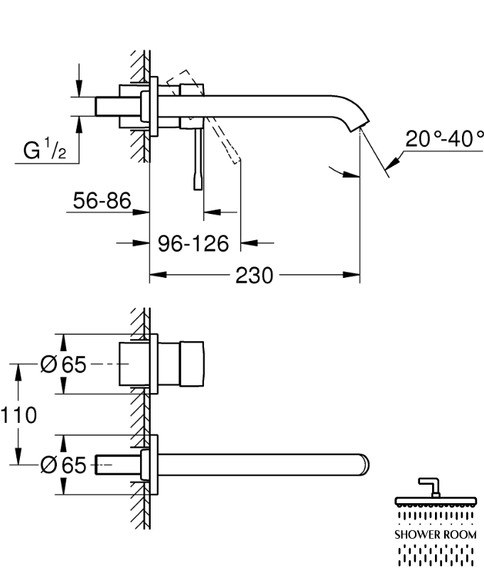 Смеситель для раковины на 2 отверстия Grohe Essence L-Size (29193001)