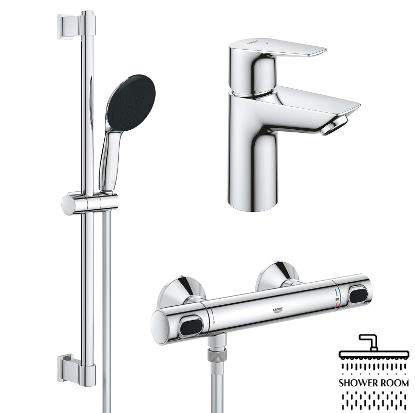 Комплект смесителей для душа с термостатом Grohe QuickFix Precision Flow&Start Edge ColdStart