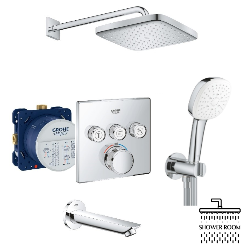 Душевая система Grohe Grohtherm SmartControl для ванной скрытого монтажа Tempesta Cube 250 UA26415SC6