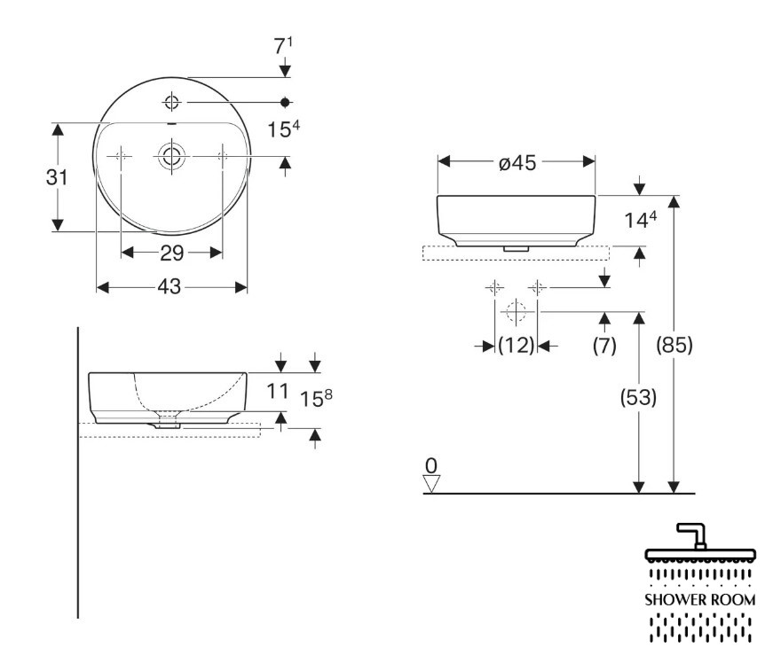 Умивальник на стільницю Geberit VariForm, 45 500.769.01.2