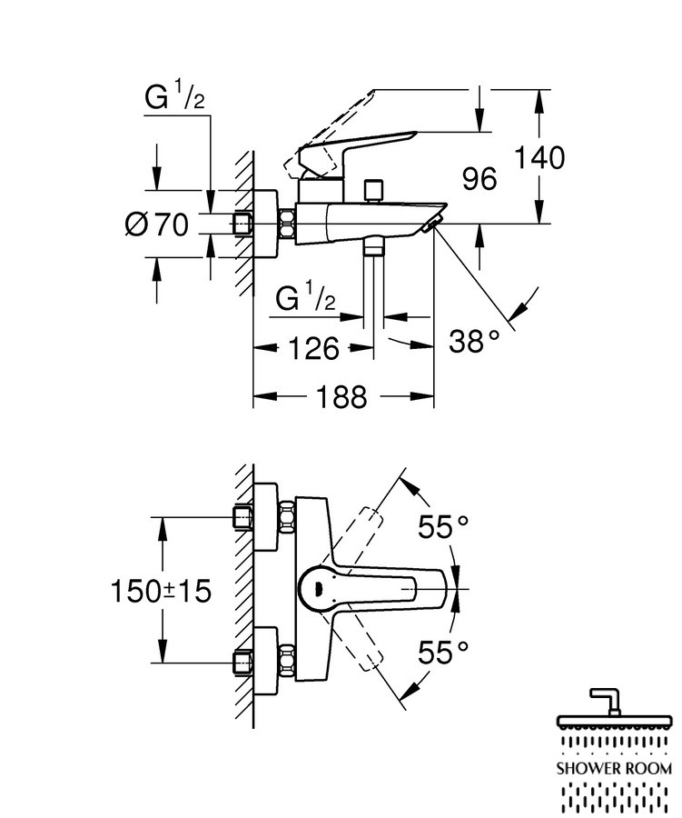 Смеситель для ванны Grohe QuickFix Start 24206002