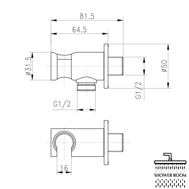 Шлангове підключення зі стіни з тримачем CRM BH030