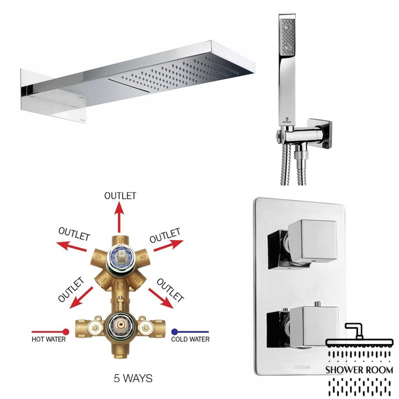 Душовий набір Bossini Manhattan2 Cube, хром (KIT MANHATTAN2 CUBE)