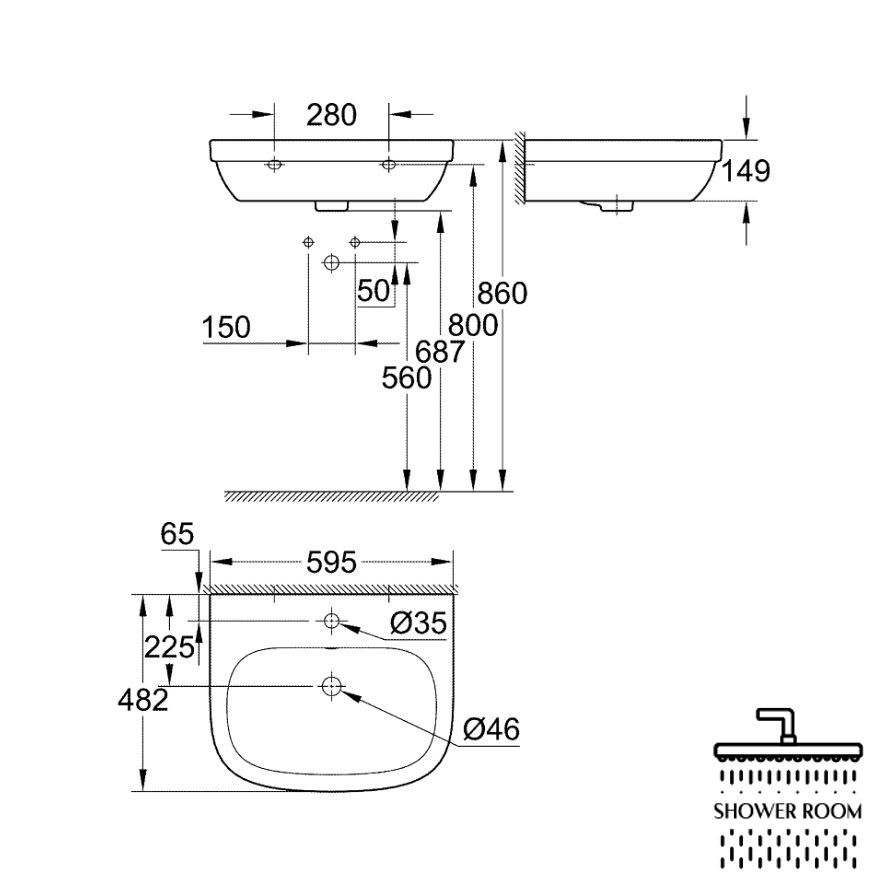 Умивальник підвісний Grohe Euro Ceramic 60 см, білий (39335000)