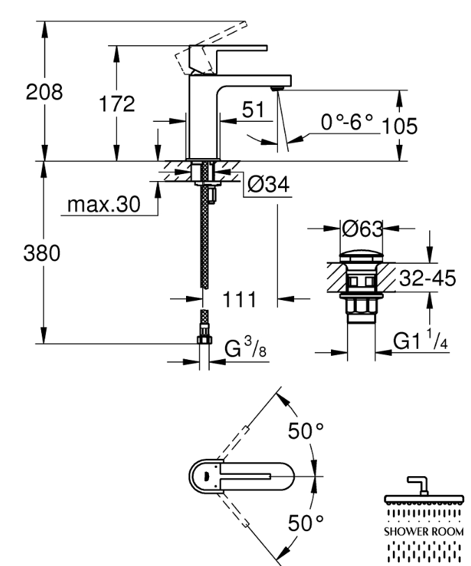 Змішувач Grohe Plus одноважільний для раковини S-Size (33163003)