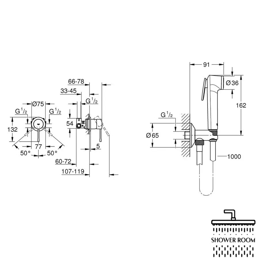 Комплект гігієнічного душу із змішувачем Grohe Essence, хром (UA111197000)