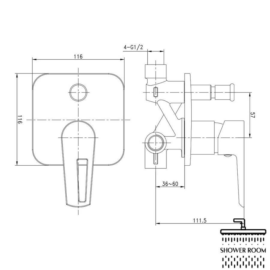 Змішувач прихованого монтажу для ванни, Imprese BRECLAV VR-10245WZ хром/білий, 35 мм