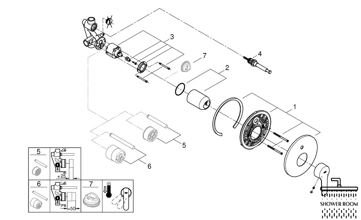 Душова система прихованого монтажу зі змішувачем Grohe QuickFix Start&Vitalio Comfort 250 UA25183007