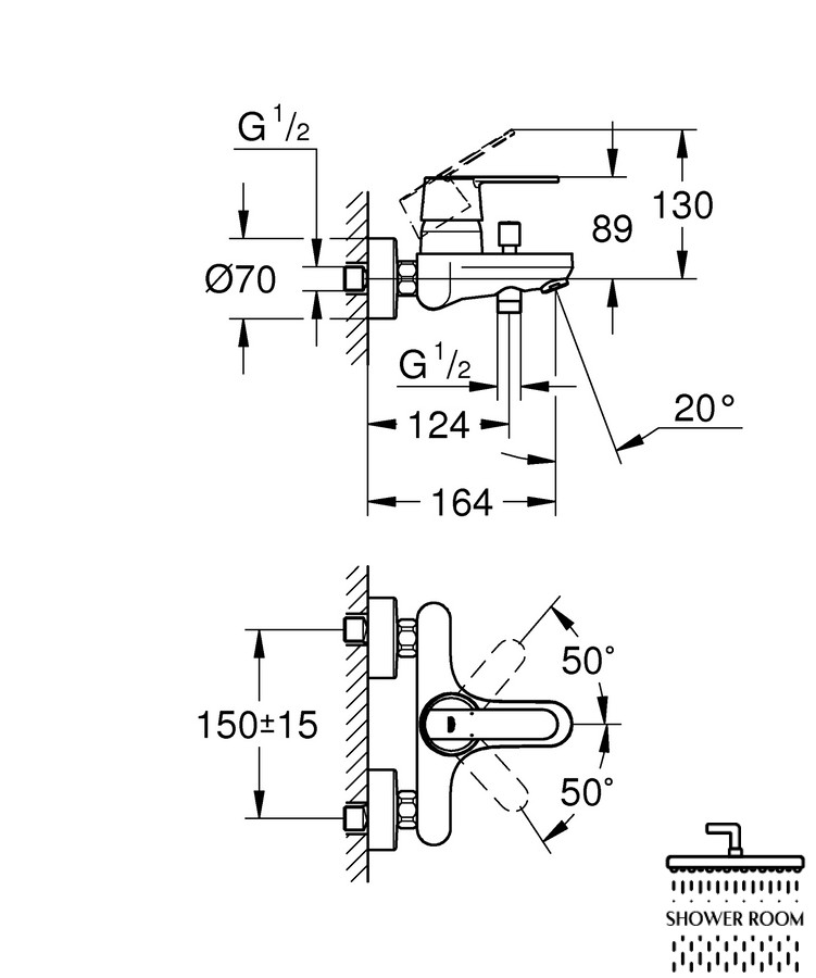 Смеситель для ванной Grohe QuickFix Get 32887000