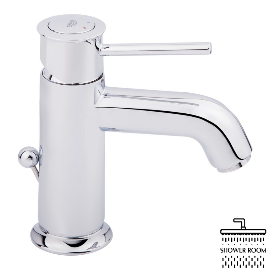 Змішувач для раковини Grohe BauClassic 23161000 з донним клапаном