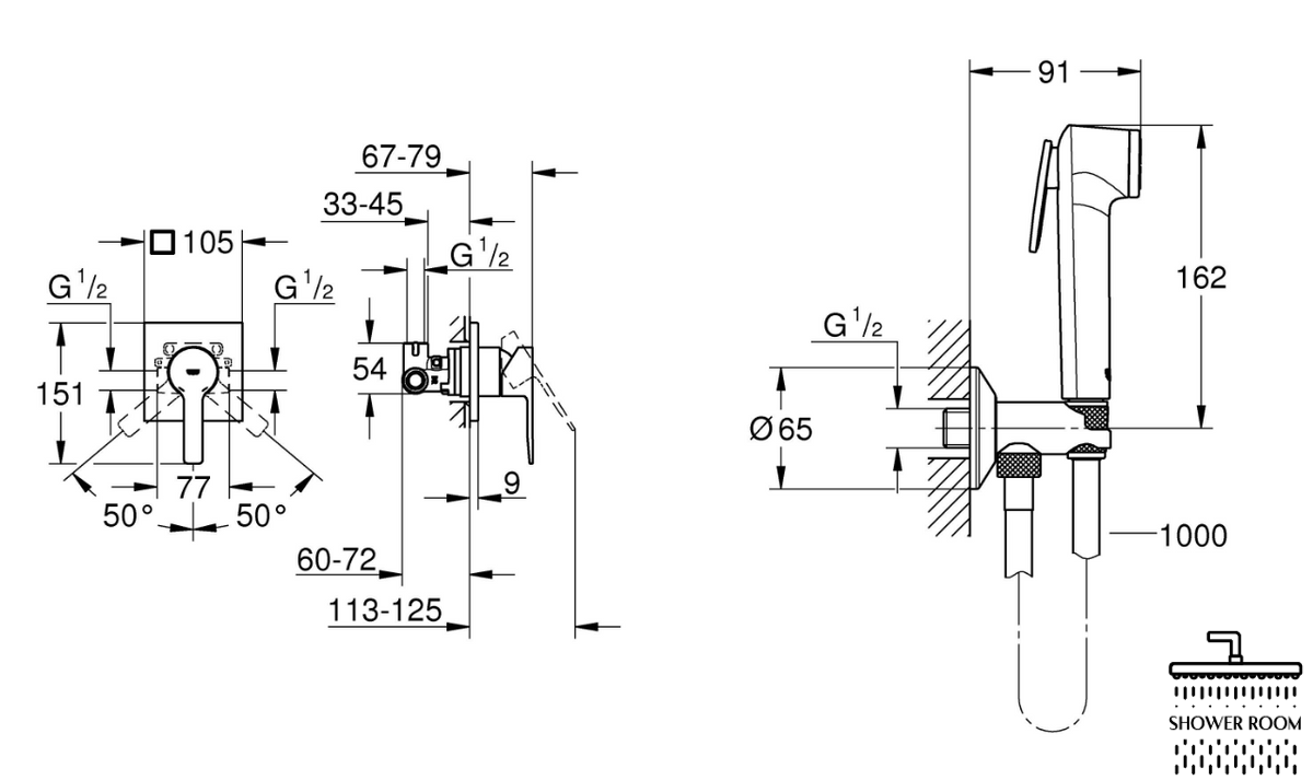 Готовий комплект Grohe для гігієнічного душу Lineare з Tempesta-F (UA111198000 )