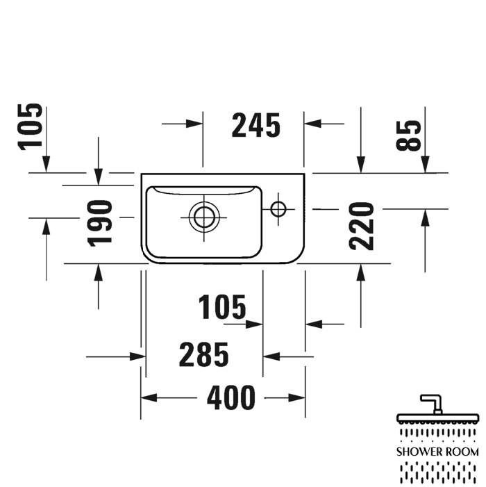 Умывальник подвесной Duravit Me by Starck, 40x22, белый (0717400000)