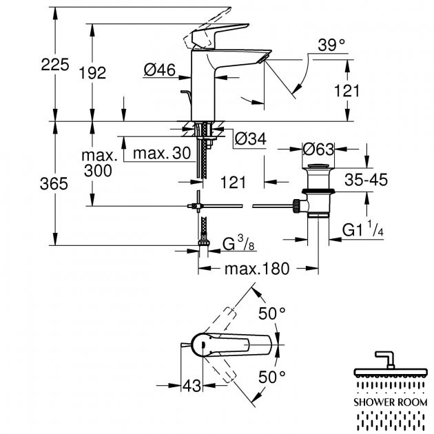 Смеситель для раковины M-размера Grohe QuickFix Start 23455002