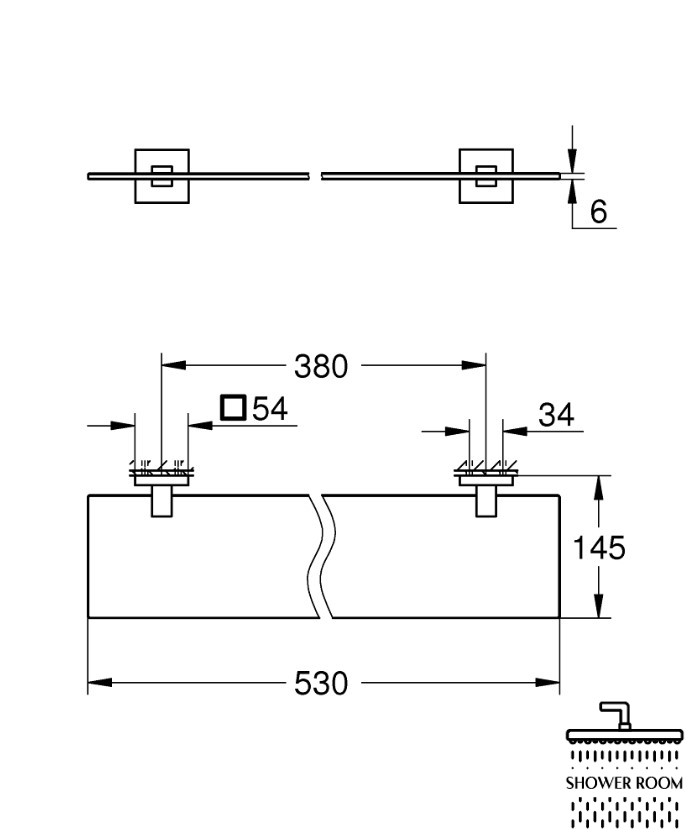 Полочка стеклянная, 530 мм Grohe QuickFix Start Cube (41109000)